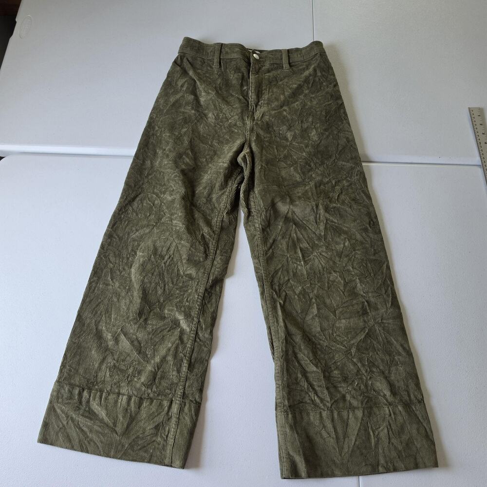 Pistola Pants Womens 29 Green Corduroy Wide Leg Relaxed Casual Dress Trousers